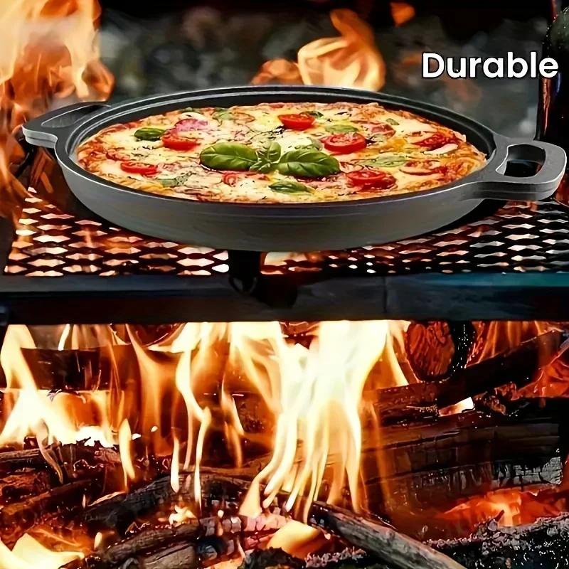 Multi Functional Cast Iron Pot - A Non Stick Pot Suitable for Pizza and Pancakes, Perfect for Home Kitchens and Outdoor Cooking for Pizza Lovers Non-Stick Round Skillet for BBQ, Buffet, Home Cooking