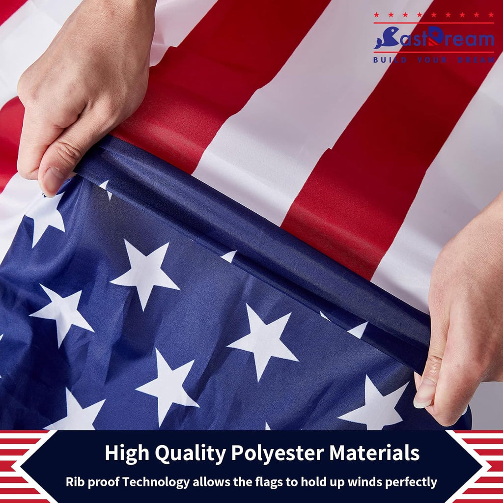 4Packs American US Flag 3x5Ft, Vibrant Color And Fade Resistant US Flags For Outside 3x5 Ft Flags Stitched Long Lasting Polyester With Durable Brass Grommets USA Flag