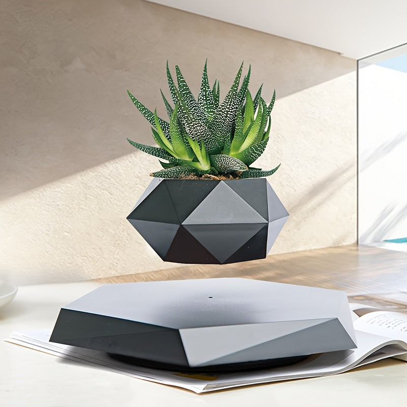 Floating Plant Container, Hovering Planter for Small Plants. Suspended Decoration for Home And Office. Magnetic Levitation Flower Pot, Distinctive Gifts for Christmas And New Year. Gardening Gift for Home Decor