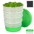 4-Tier 6.3*6.3inch Seed Sprouting Kit with Drain Holes And Drain Tray, Upgrade Stackable Microgreens Bean Seed Sprouter Tray Ripple Soil-Free Sprouter Tray for Beans Alfalfa Wheatgrass Seeds Storage Cat Grass Cultivation