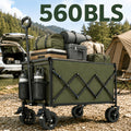 560 LBS Heavy Duty Collapsible Wagon Cart with All-Terrain Wheels, Foldable Outdoor Utility Wagon with 2 Cup Holders for Camping, Beach, Garden, Shopping & Travel