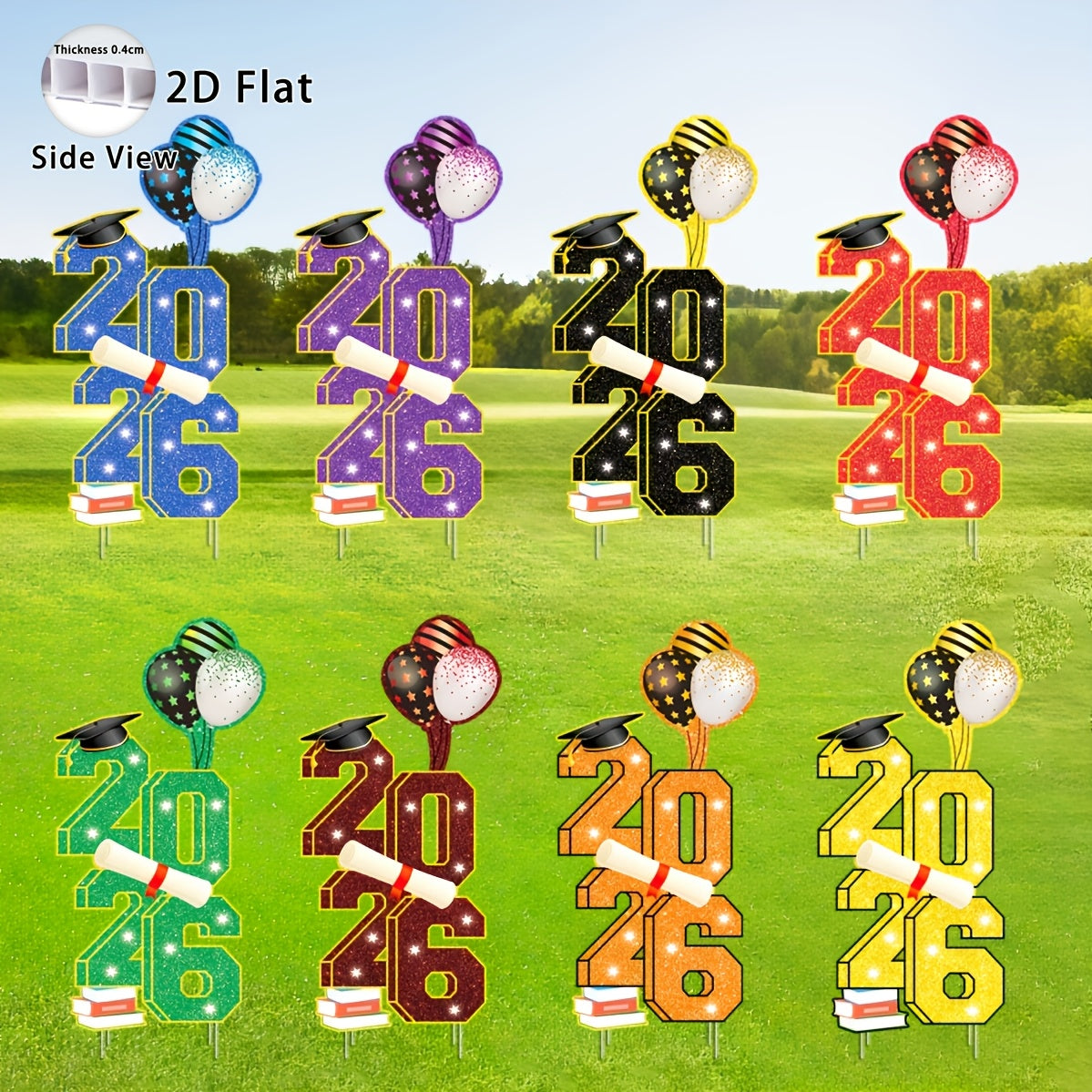 2D Flat - 【2D Flat】 2D Flat - [2D Flat] Large 2D Flat Yard Sign for The Class of 2026, Measuring 3.5 Feet, Perfect for Outdoor Graduation Celebrations. Includes Stakes for Easy Setup, Ideal for Congratulating Graduates