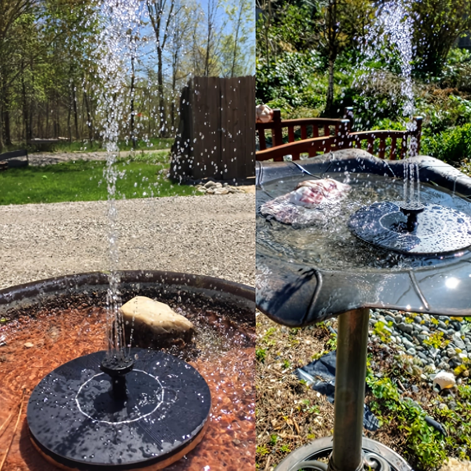 1W/1.5WSolar Polysilicon Panel Fountain Pump, Diameter 13cm, IPX8 Free Standing Floating Solar Powered Water Fountain Pump, 8 to 20 Inches Water Spray, Outdoor Watering Submersible Pump for Pond, Pool, Garden, Fish Tank, Yard, Birdbath