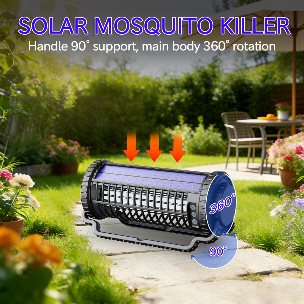 Solar Bug Zapper & Mosquito Killer Lamp - UV, Auto-Sensor, Dual Charging (Solar + USB) With 4000mAh Battery, Lighting Mode, For Indoor/Outdoor, Camping, Patio, Effectively Traps & Kills Mosquitoes, Flies, Gnats, Fruit Flies Mosquito Trap.