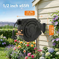 Garden Hose Reel 1/2in & 5/8in, 50ft-130ft Heavy Duty Automatic Hose Reel, Garden Water Hose Reel, with Slow Return System, Heavy Duty Wall Mounted Hose Reel with 10- Function Sprayer Nozzle, Hose Reels for Outside Heavy Duty, Water Hose
