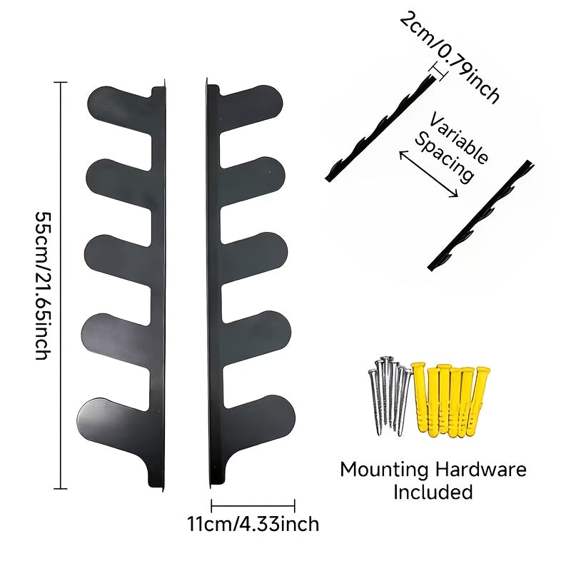 2pcs Heavy-Duty Wall Mount Tool Rack, Space-Saving Garden & Garage Tool Organizer For Shed, Warehouse & Home Use