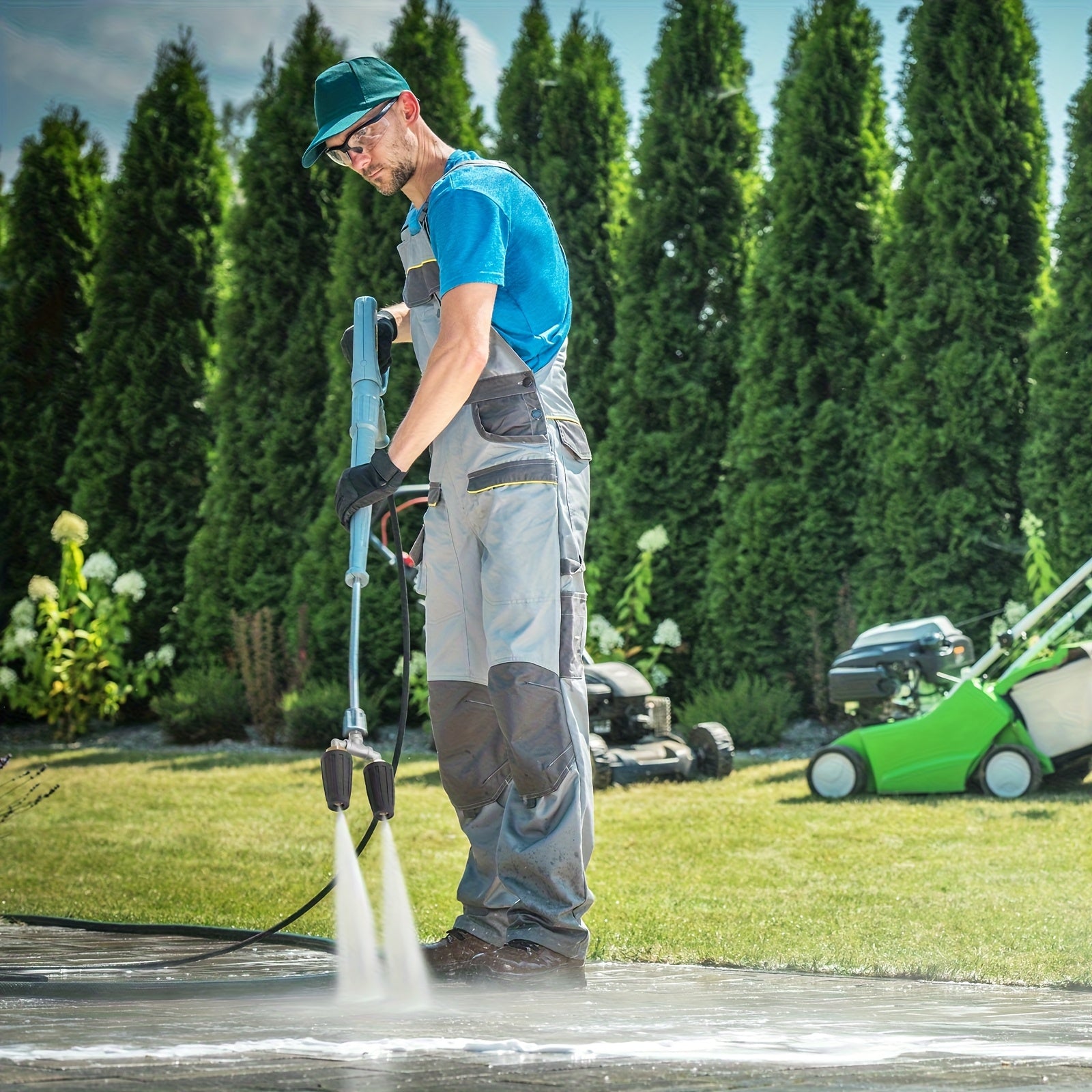 Heavy-Duty Dual Turbo Pressure Washer with 360° Rotating Twin Jet Spray Head - High-Power Turbo Nozzle, Brass Fittings & Metal Body for Driveway, Vehicle, Cleaning - Portable/ Pressure Washer Suitable for &