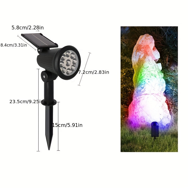 Energy Saving Solar 9LED Landscape Spotlight Set - Multifunctional Garden Mood Light with Adjustable Stake, Crystal Decoration, Suitable for Outdoor Decorations, Perfect for Courtyards, Balconies, Lawns, Walkways, Villas, Playgrounds and Halloween