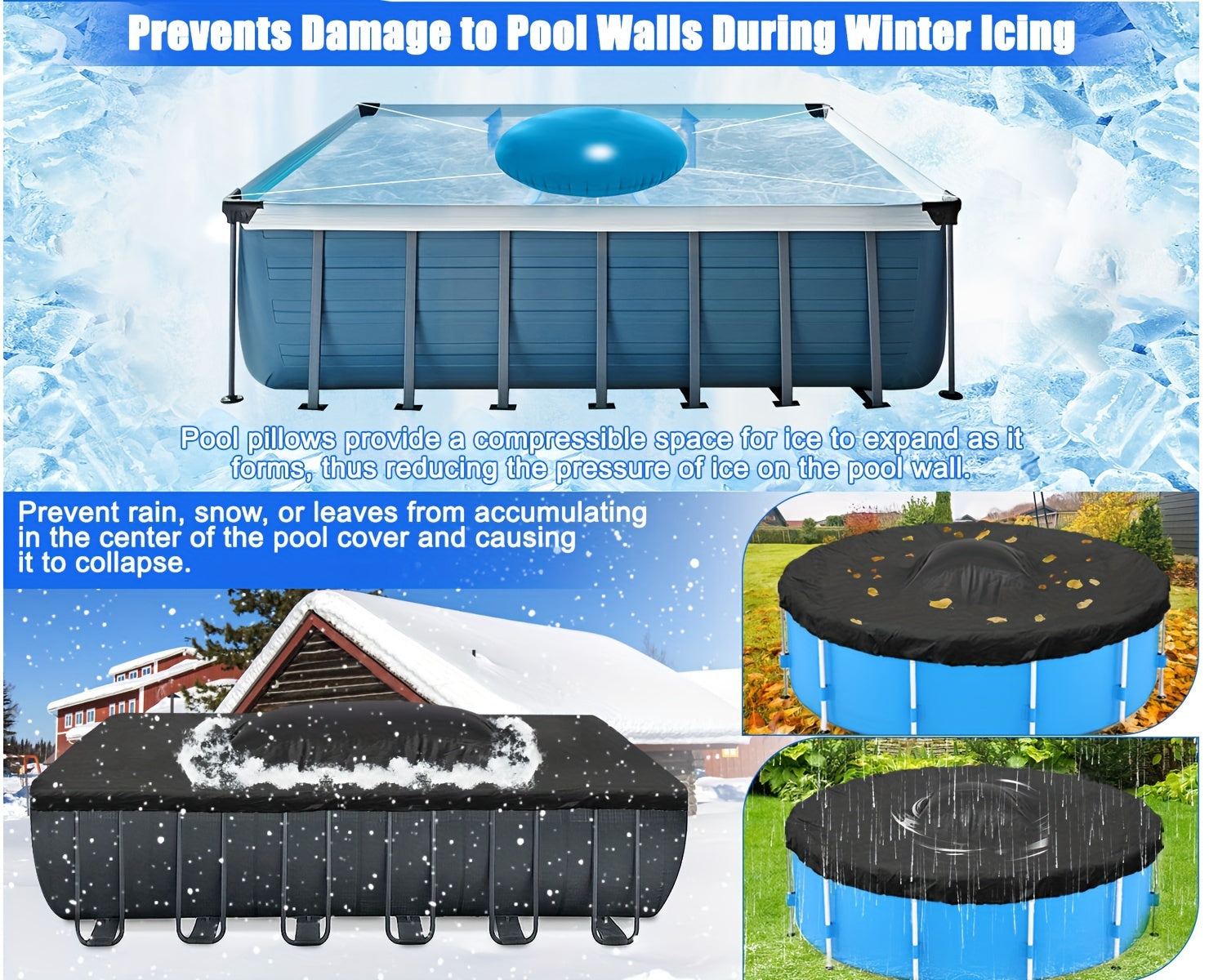 Durable Inflatable Pool Air Pillow - Freeze Protection for Above Ground Pools, Cold-Resistant PVC Material, Essential Pool Closing Kit Accessory