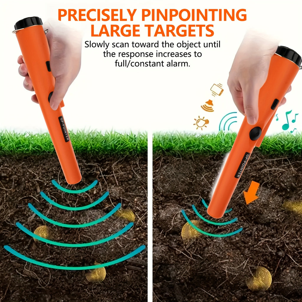 Professional Metal Detector Pinpointer - Handheld Treasure Hunting Wand with Buzzer/Vibration Alerts for Golden/Silver/Relics, 360° Detection Capability, Durable Plastic Construction, Battery-Powered (Batteries Not Included), Treasure Hunting Equipment, S