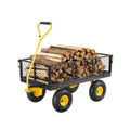 Vevor 500/1200/1400 Lbs Steel Garden Cart, Heavy Duty Pullable Cart with Wheels for Garden, Metal Yard Utility Wagon with 10" All Terrain Tires, Removable Mesh Sides and 180° Rotating Handle
