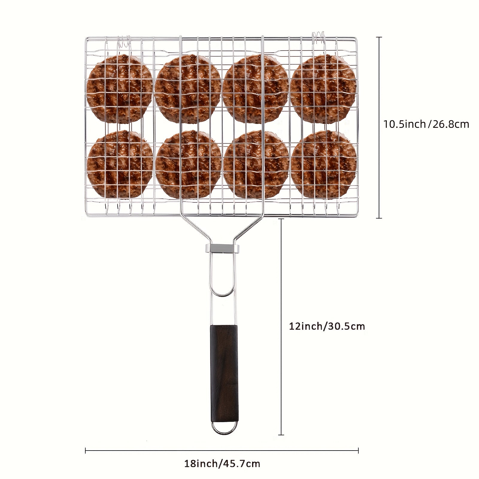 Stainless Steel Folding BBQ Basket Extra Large Capacity Heat-resistant Handle Fish Grill for Roasting Vegetables And Steaks Outdoor Grill Gift for Dad Christmas Gift