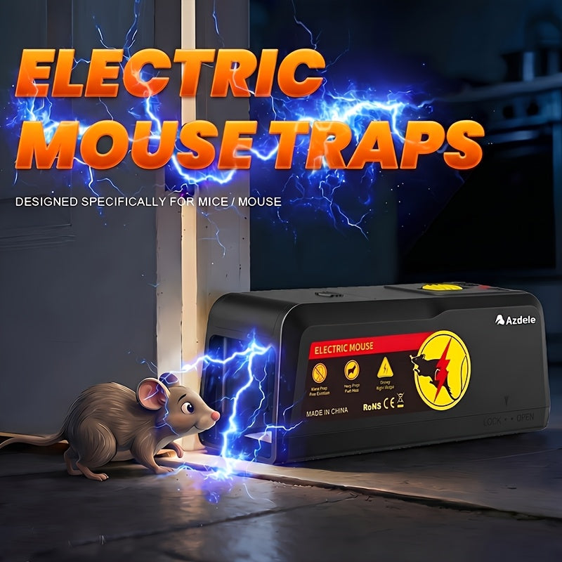 AZDELE Electric Mouse Trap, Suitable for Indoor And Outdoor Use, Reusable, 2800V Instantly Kilmice, Effectively Controls Pests, And Provides Quick Extermination. Suitable for Homes, Living Rooms, Kitchens, Garages, Yards, Etc.