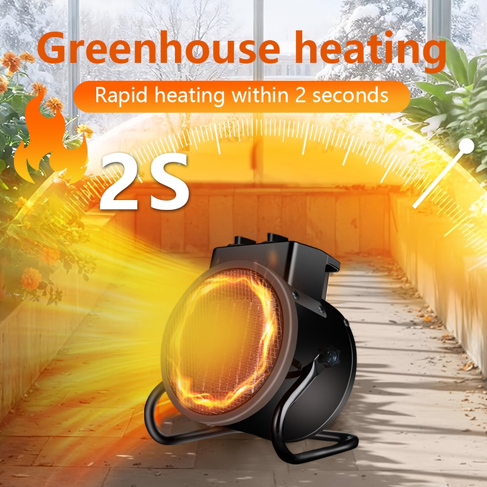 1500W Greenhouse Heater, Portable Space Heater, PTC Ceramic Fast Heating, 3-Second Rapid Heating, Overheat Protection, Suitable For Patios, Living Rooms, Greenhouses, Garages, Indoors, Camping, Family Gatherings, Yellow/Black Heater, Christmas Gift.