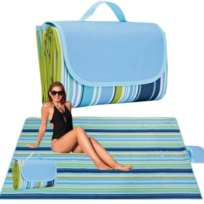57.1In X 78.7In Waterproof Picnic Blanket - Outdoor Beach Sandproof Durable Mat, Suitable for Beach, Camping, Hiking (Foldable) Non-Food Direct Contact