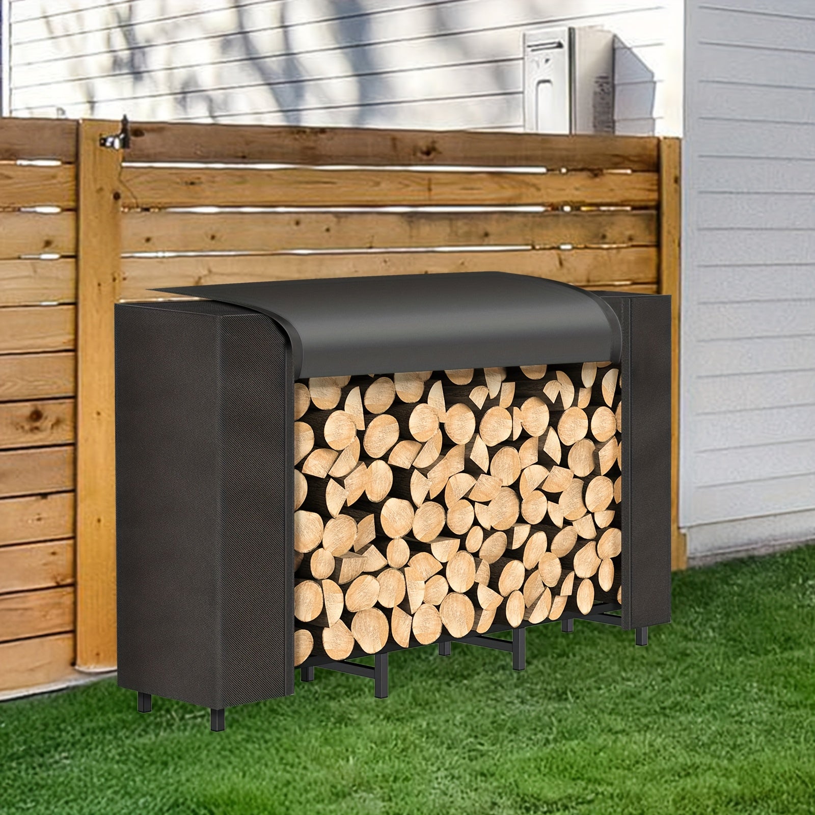 Heavy-Duty Adjustable Metal Firewood Rack - Large Capacity Outdoor/Indoor Log Holder with Sturdy A-Frame Design, Firewood Storage Stand for Fireplace, Wood Stacker Organizer for Patio,, Cabin, RV - Durable Black Metal, Firewood Rack Indoor, Firewood Stora