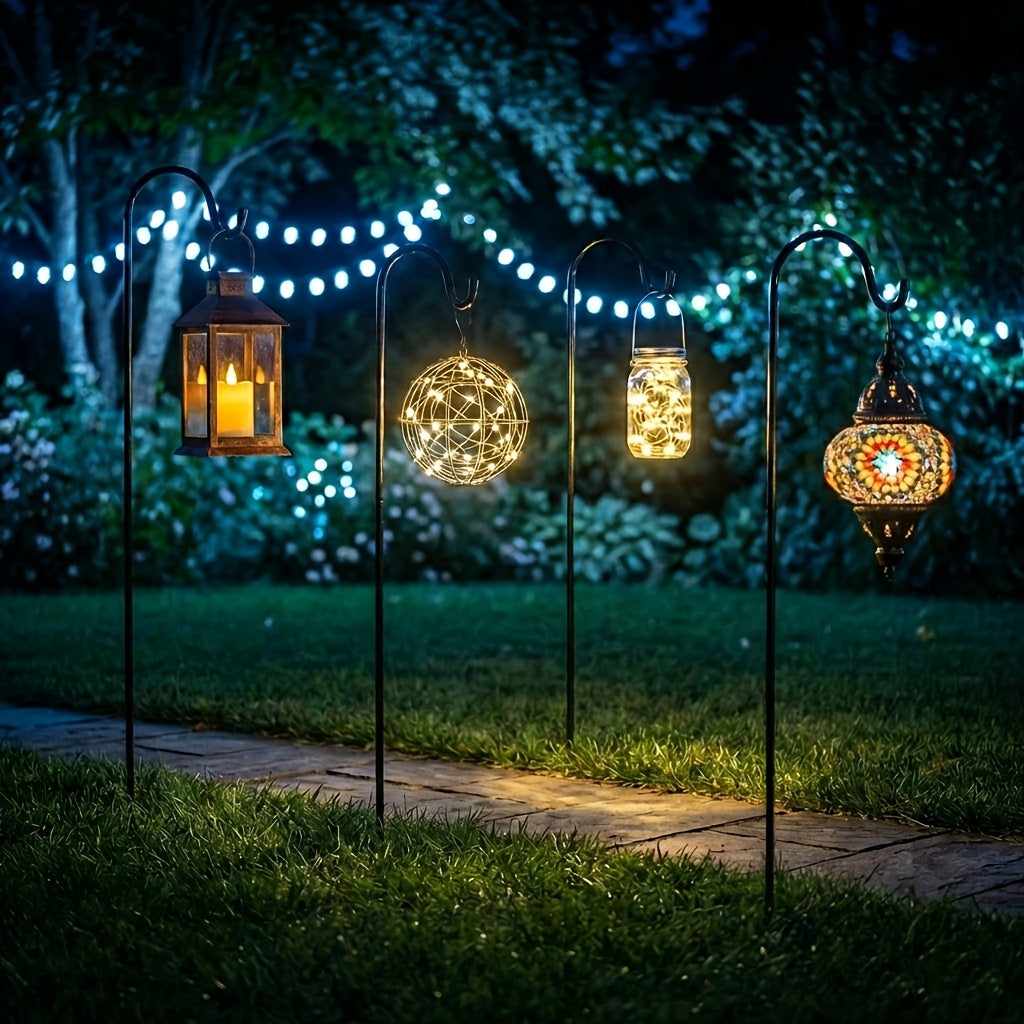 Shepherd Hooks for Outdoor, 2/4 Pack 63 Inch Bird Feeder Pole with 5 Prongs Base for Hanging Lantern, Hummingbird Feeder, Lightweight Plant, Shepherds Hook for Bird Feeders for Outside