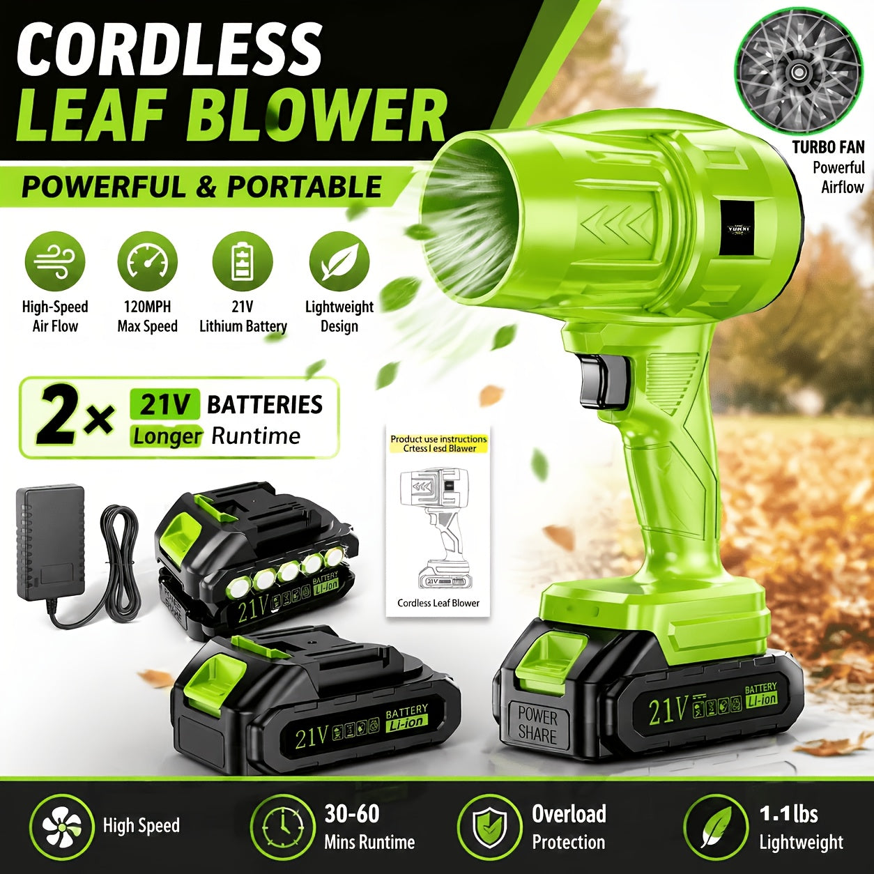 [Turbo Blower Fan] Blower Cordless High Power High-speed Turbo Fan, Portable Handheld Blower, Optional Equipped With Battery And Quick Charger, Optional Cleaning Machine Suitable For Household Outdoor Leaf And Dust Blowing | Perfect Holiday Gift