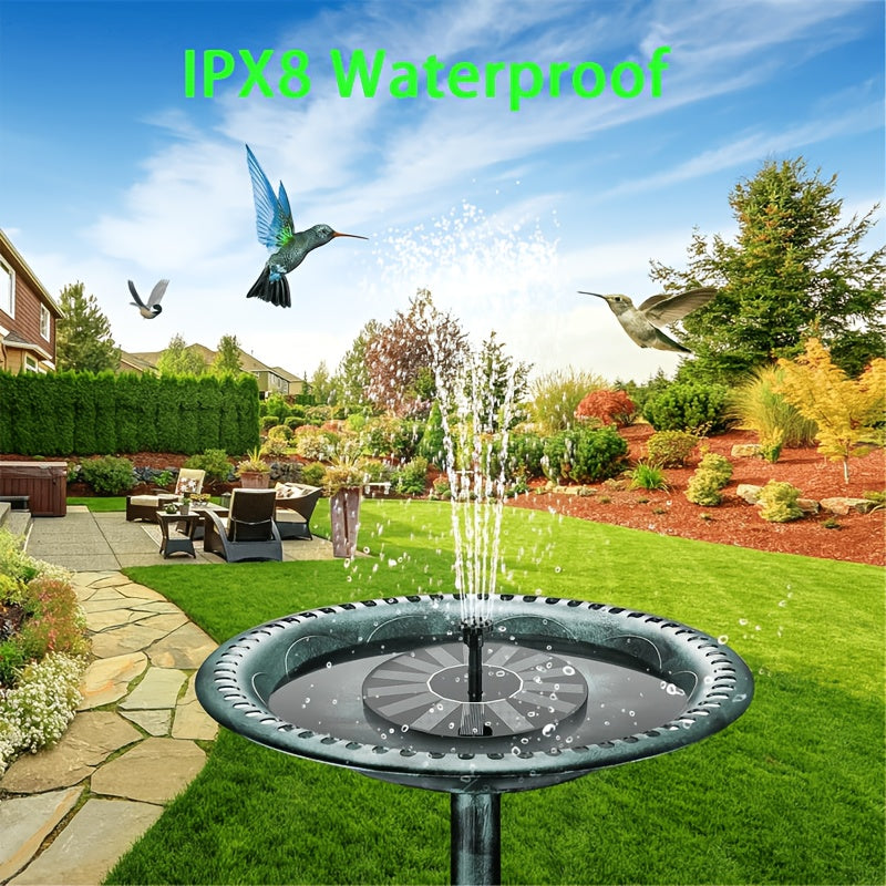 1W/1.5WSolar Polysilicon Panel Fountain Pump, Diameter 13cm, IPX8 Free Standing Floating Solar Powered Water Fountain Pump, 8 to 20 Inches Water Spray, Outdoor Watering Submersible Pump for Pond, Pool, Garden, Fish Tank, Yard, Birdbath