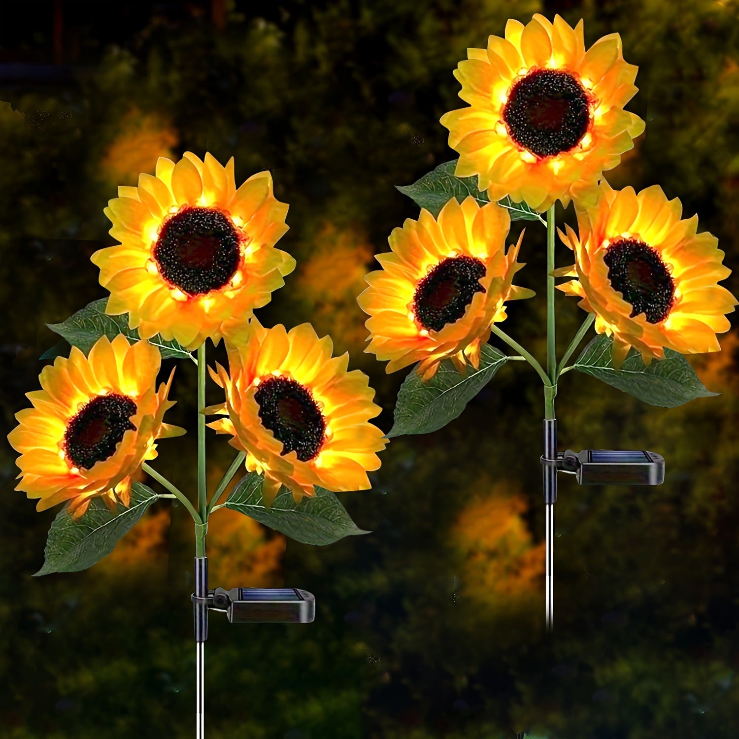 2/4 Pack Solar Sunflower LED Garden Light - Vibrant Yellow Flower Decoration, Durable ABS Material, Suitable For Labor Day, Mother'S Day, Thanksgiving, Christmas, Halloween, Terrace, Lawn, Courtyard, Path And Garden Decoration, IP65 Waterproof