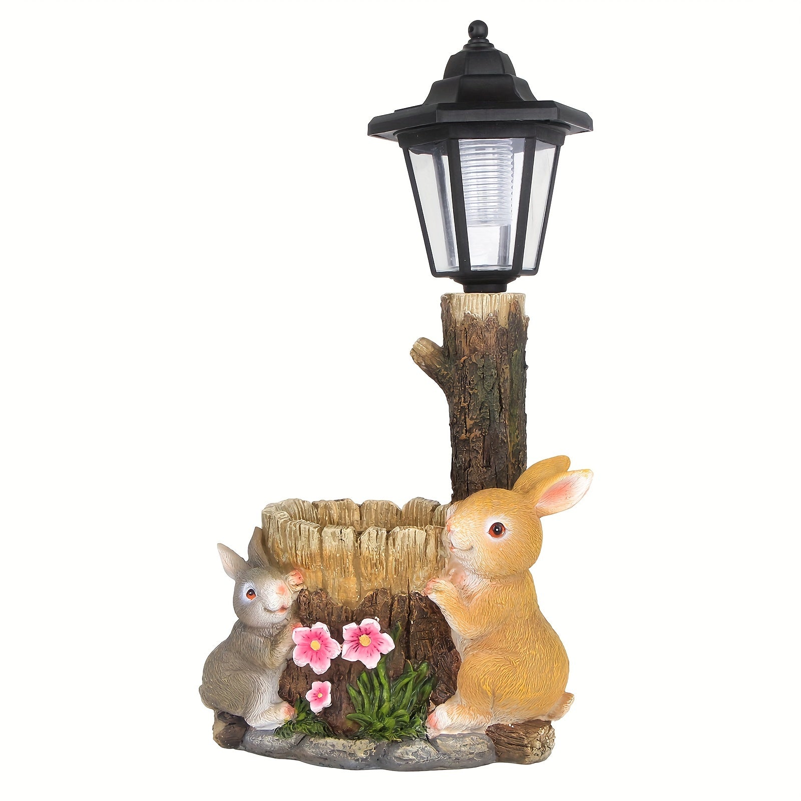 Outdoor Squirrels Flowerpot Garden Statues Sculpture Figurine Decor Solar Powered Light Planter Succulent(not Include Artificial Flowers) Valentine's Day Gifts Decorations