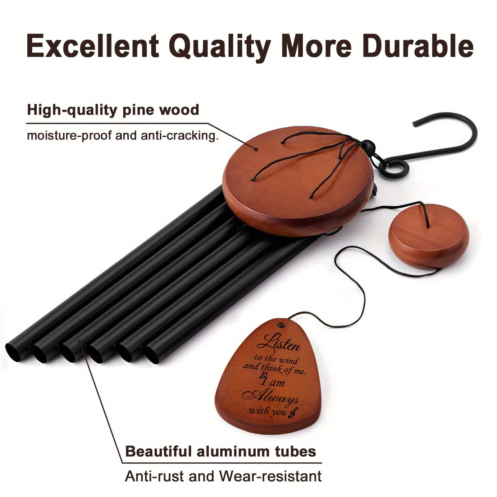 1pc Memorial Wind Chime For Garden Decor, Outdoor Decor, Sympathy, Memorial and Miss you wirelessly