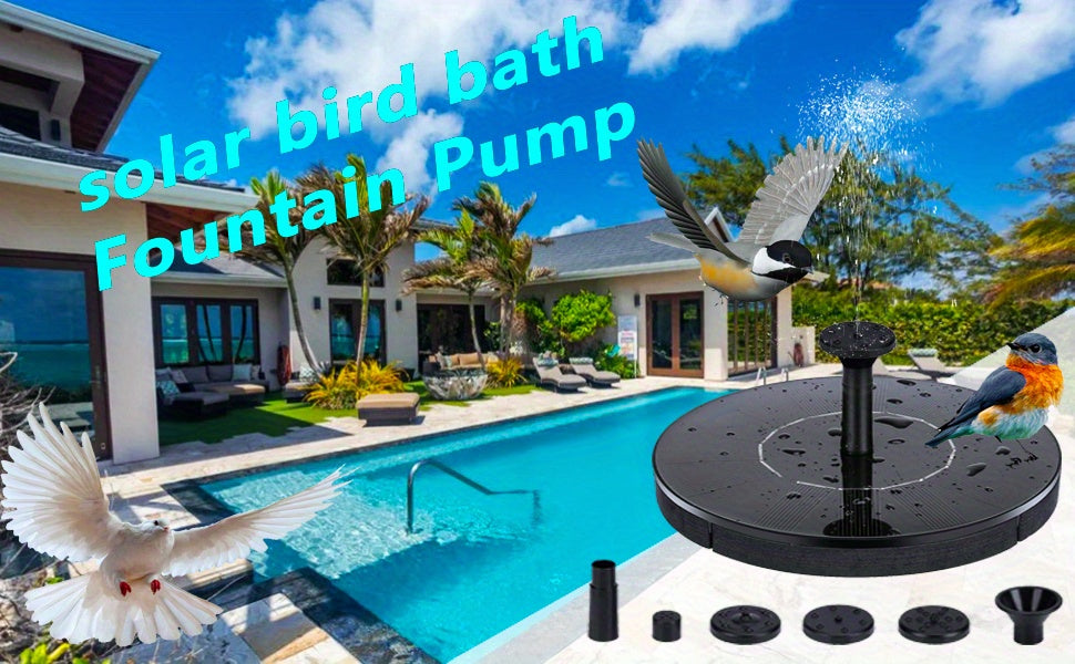 1W/1.5WSolar Polysilicon Panel Fountain Pump, Diameter 13cm, IPX8 Free Standing Floating Solar Powered Water Fountain Pump, 8 to 20 Inches Water Spray, Outdoor Watering Submersible Pump for Pond, Pool, Garden, Fish Tank, Yard, Birdbath