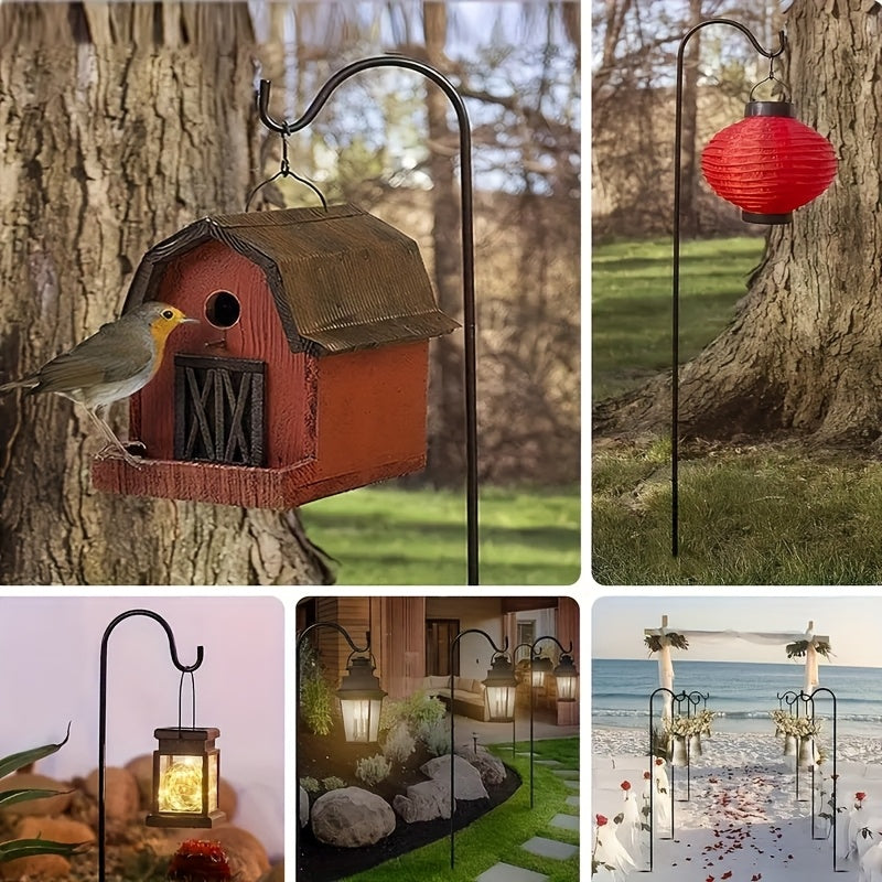 2 Outdoor Shepherd Hooks, Heavy-duty Bird Feeders with 5 Forked Bases, Adjustable Outdoor Shepherd Hooks, Garden, Wedding, Hanging Plant Bird Feeders, Anti-rust Metal, Easy to Install, Multi-functional Farmhouse Decoration