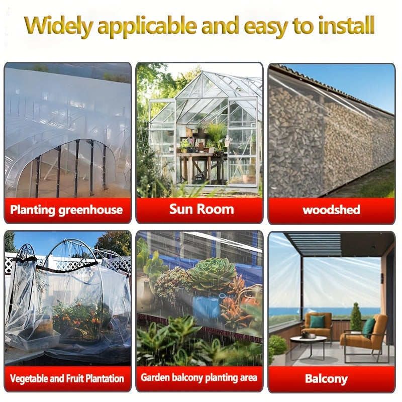 1pc UV-Resistant Transparent Tarp - Waterproof, Windproof & Dustproof Plastic Cover for Gardens, Balconies, Greenhouses & Succulents, Garden Houses