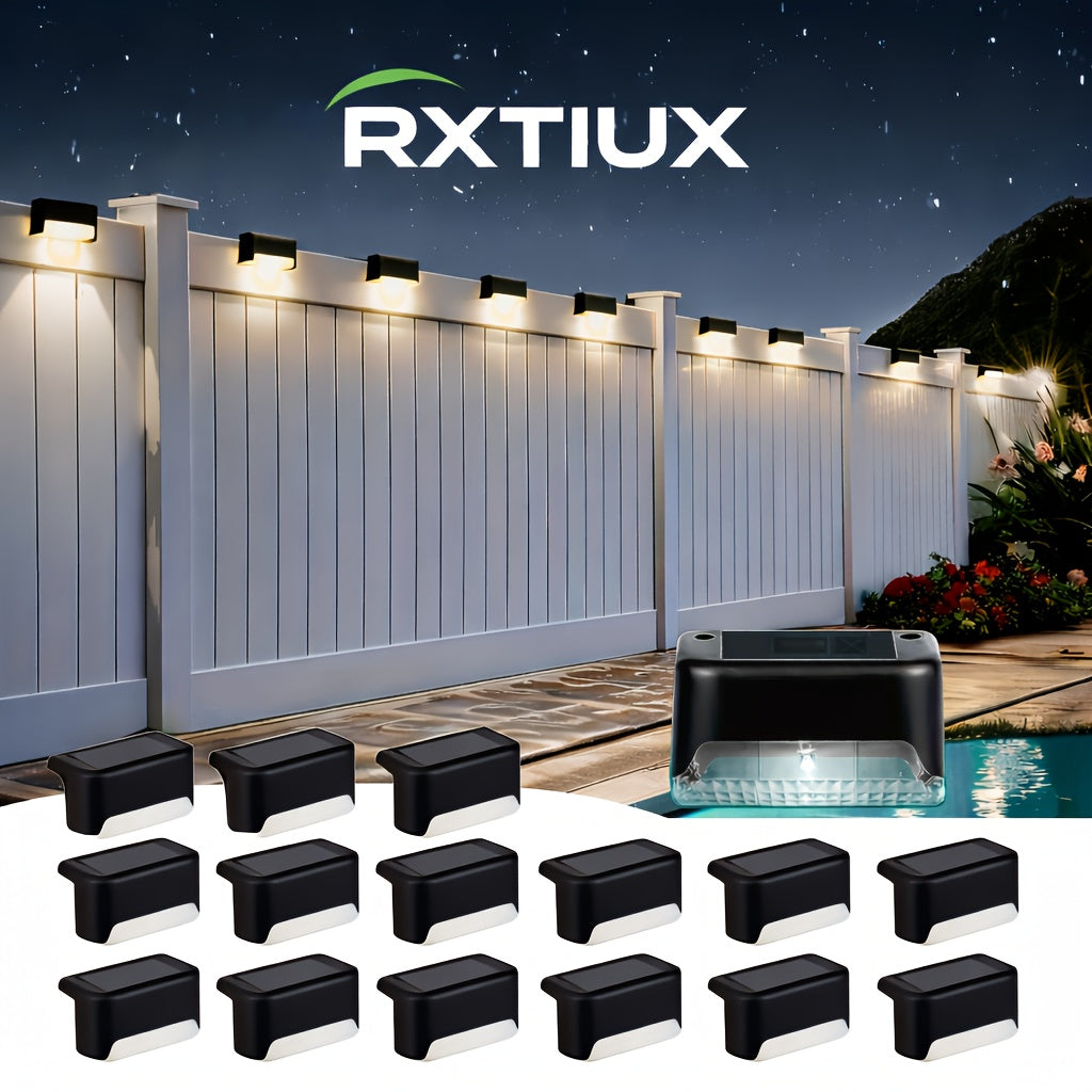 16/32pcs Solar Outdoor Fence & Step Lights IP66 LED Stair Lights with Auto Dusk-to-dawn Sensor And 700mAh BatteryIdeal for Yards, Decks, Steps Walkways Lawns And Christmas Or Winter Outdoor Decorations Enhancing Safety And Style At Night