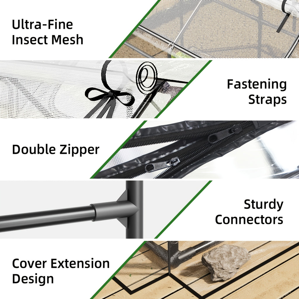 TOMNK Mini Greenhouse, Greenhouse Portable Quick-Setup Small Tabletop Waterproof UV Protected PVC/PE Cover Shelter for Outdoors/Indoors, Top 2 Layers, with Additional Ultra-Fine Insect Mesh, 4*2*3ft/6*3*3ft, Clear/Green.