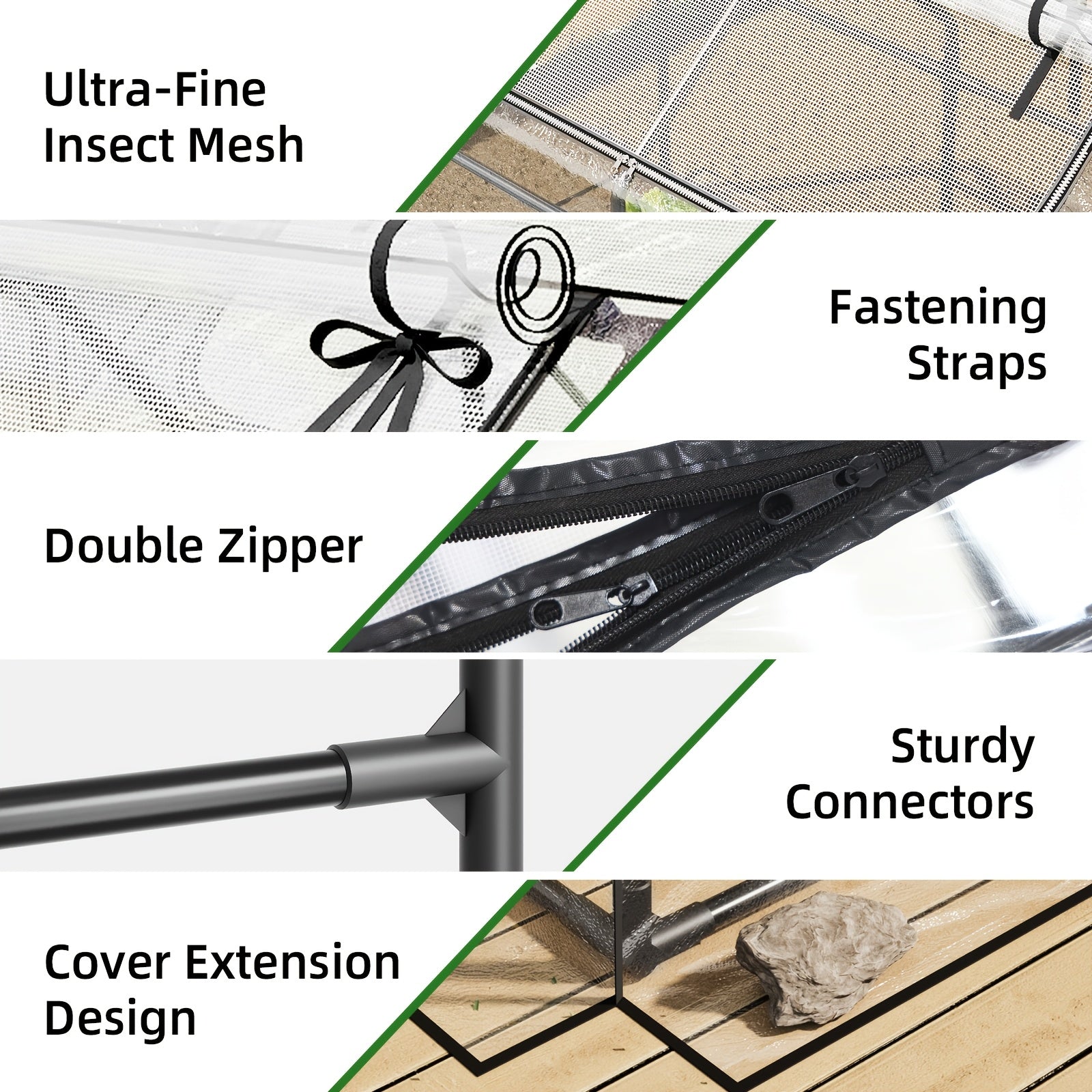 TOMNK Mini Greenhouse, Greenhouse Portable Quick-Setup Small Tabletop Waterproof UV Protected PVC/PE Cover Shelter for Outdoors/Indoors, Top 2 Layers, with Additional Ultra-Fine Insect Mesh, 4*2*3ft/6*3*3ft, Clear/Green.