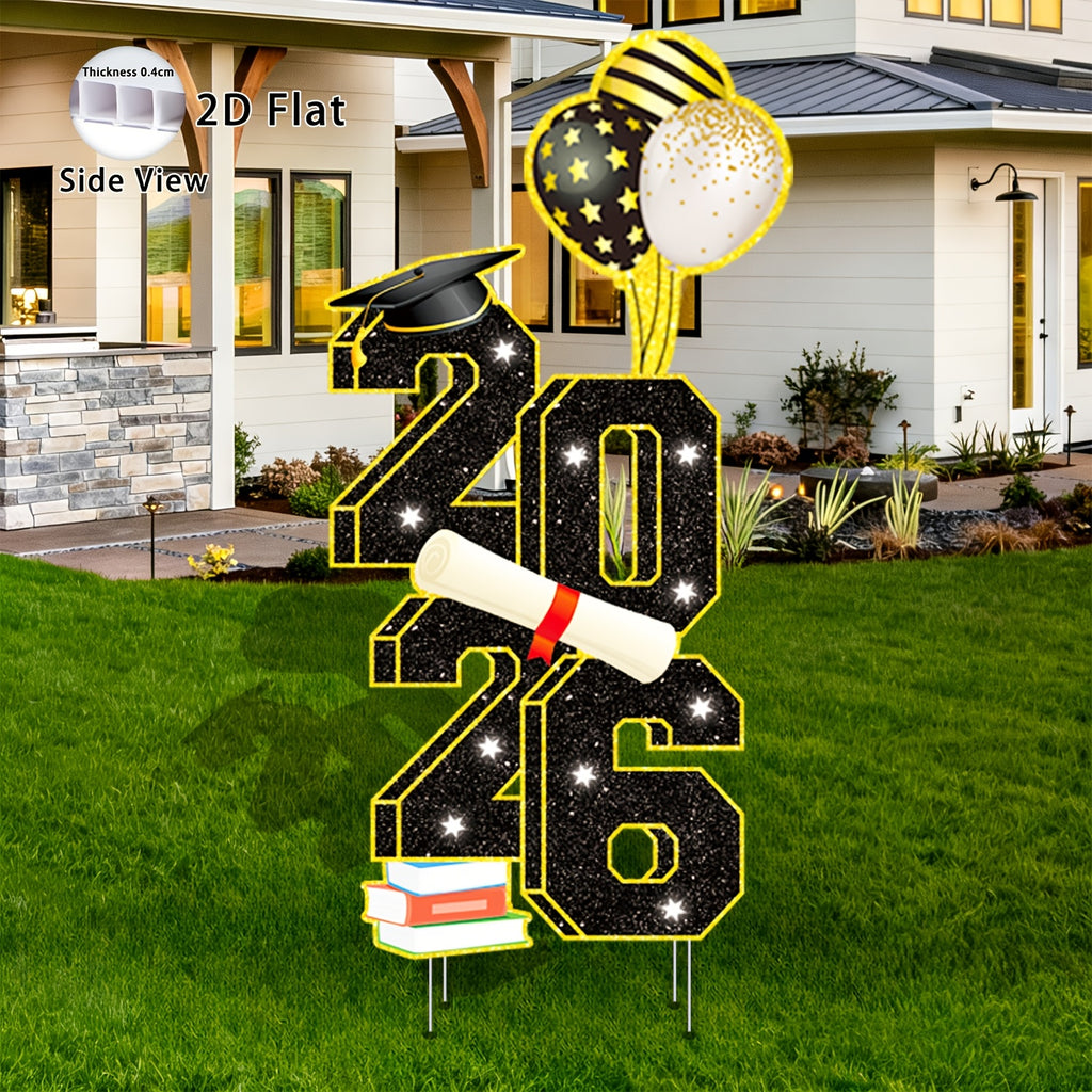 2D Flat - 【2D Flat】 2D Flat - [2D Flat] Large 2D Flat Yard Sign for The Class of 2026, Measuring 3.5 Feet, Perfect for Outdoor Graduation Celebrations. Includes Stakes for Easy Setup, Ideal for Congratulating Graduates