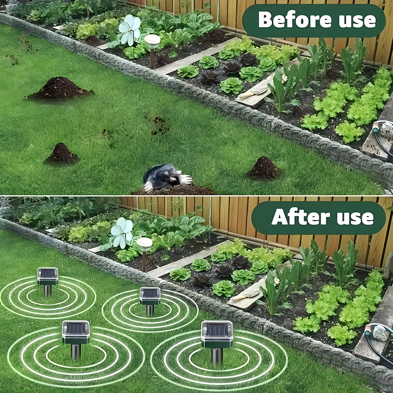 1/4/10pcs Ultrasonic Mouse Repellent Solar Device for Preventing Moles, Ground Squirrels, Field Mice, Lawn Garden Courtyard - to Repel Moles, Rats, Rodents