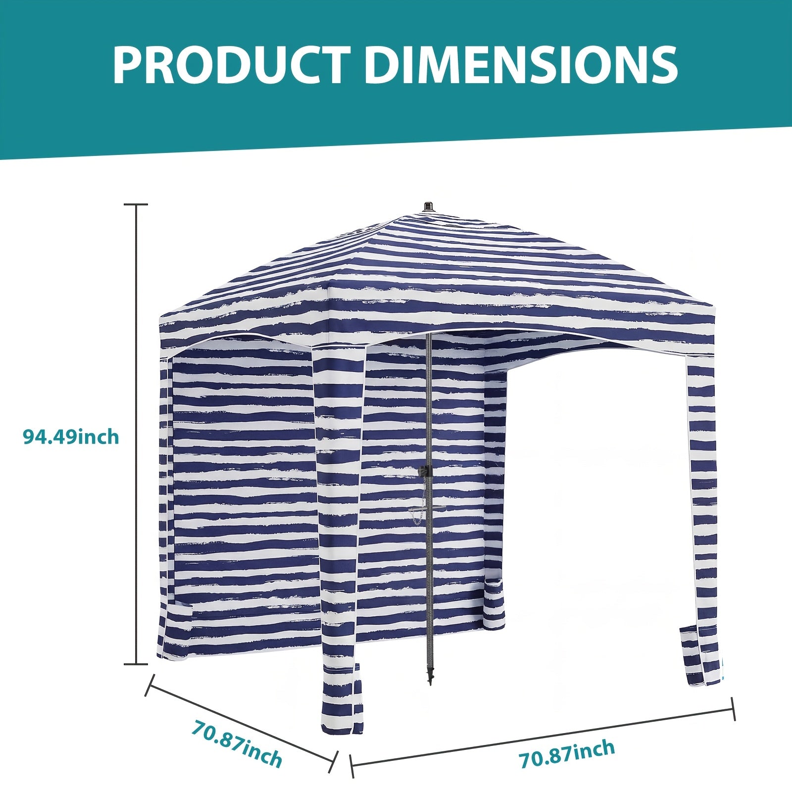 Portable Beach Cabana Shelter Canopy, UPF 50+ Sand Pocket Sun Shade with Carry Bag, Easy Setup Outdoor Beach Tent with Vent Top, for Family & Friends