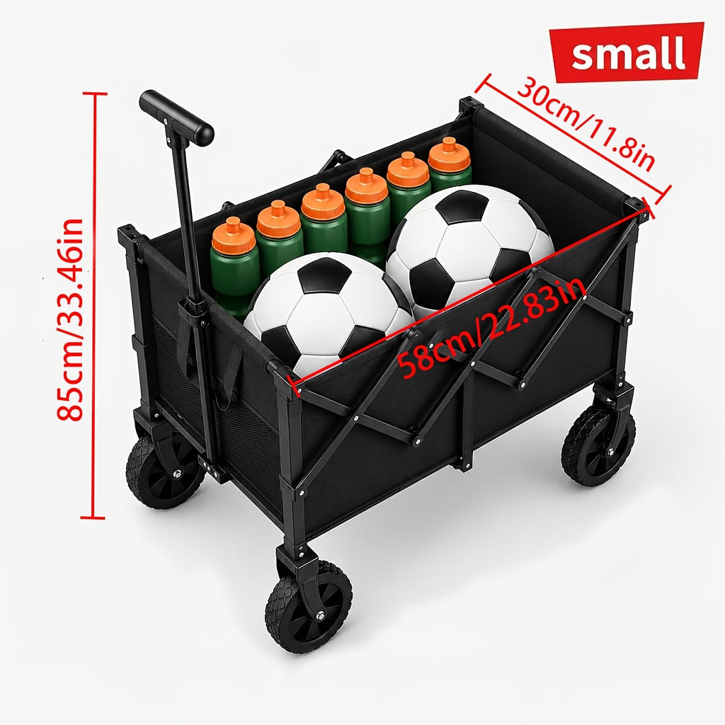 Heavy Duty All Terrain Folding Cart - Stainless Steel Frame And 600D Oxford Cloth, Foldable Multifunctional Truck Suitable for Camping, Gardening, Beach, Shopping - No Assembly Required