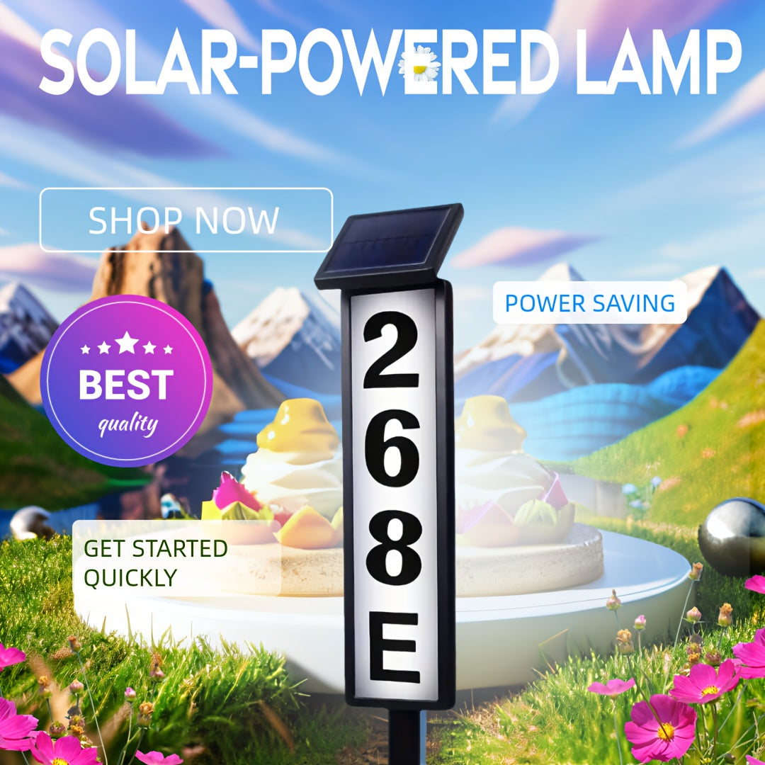 Solar-powered House Number Light, Ground-inserted Lawn Lamp, No Wiring Required, Automatically Lights Up At Night, Prominent Address Plaque, Suitable For Homes, Mailboxes, Factories, And Commercial Areas, Outdoor Christmas Garden-- IP44 Splash-proof