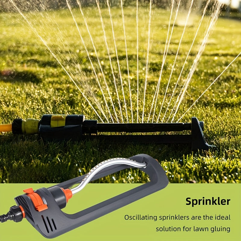 Heavy-Duty Oscillating Lawn Sprinkler with 19 Nozzles - 3600 Sq Ft Coverage, 180° Rotation, Durable Plastic Construction & Stable Base - Includes Spray Jet Cleaning Needle for Yard & Garden, Sprinklers for Lawn, Efficient Water Distribution, Metallic Adju