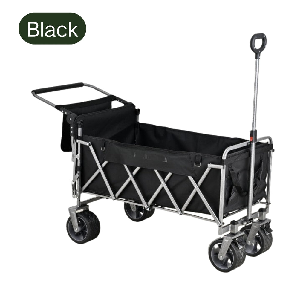 Large Capacity Collapsible Wagon with Opened Tailgate, 500lbs Pulled and Pushed Heavy Duty Folding Wagon Carts, 59" Extra Long Extender Wagons, All-Terrain Big Wheels for Shopping, Sports, Camping
