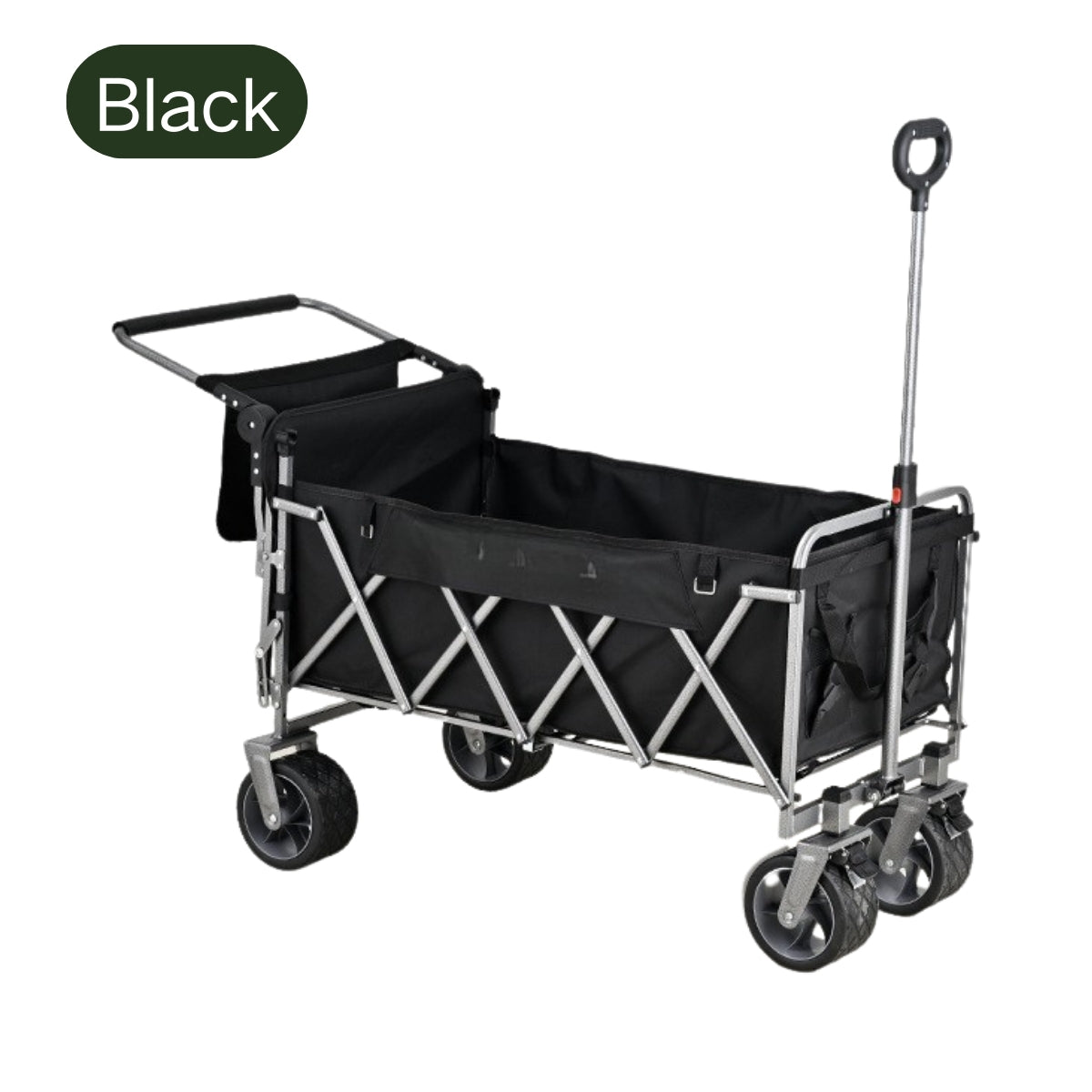 Large Capacity Collapsible Wagon with Opened Tailgate, 500lbs Pulled and Pushed Heavy Duty Folding Wagon Carts, 59" Extra Long Extender Wagons, All-Terrain Big Wheels for Shopping, Sports, Camping