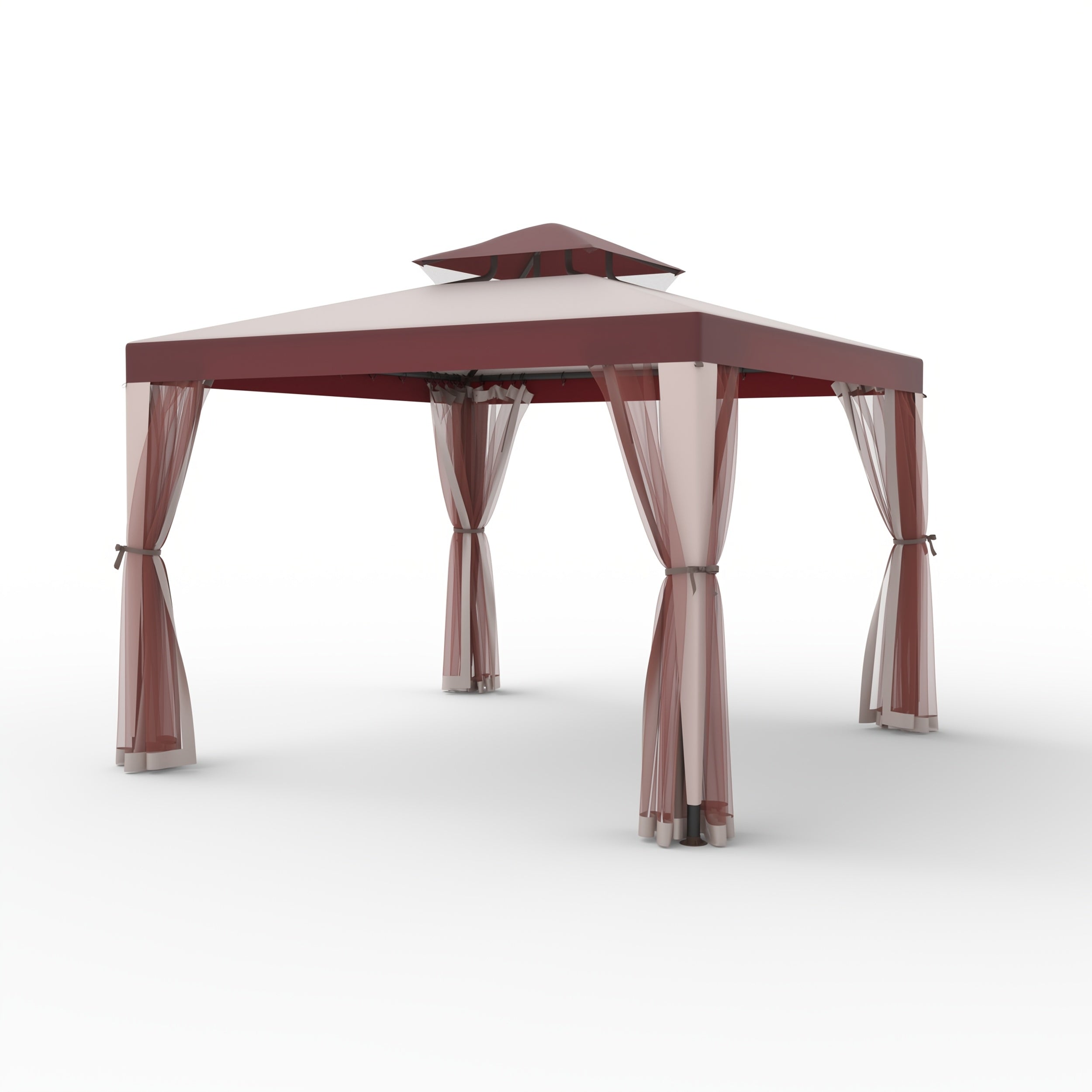 Patio Gazebo Tent Outdoor Canopy Shelter 10'x10' with Mosquito Netting with 100 Square Feet of Shade for Garden, Backyard Deck and Lawns, Party Canopy Gazebo Tent