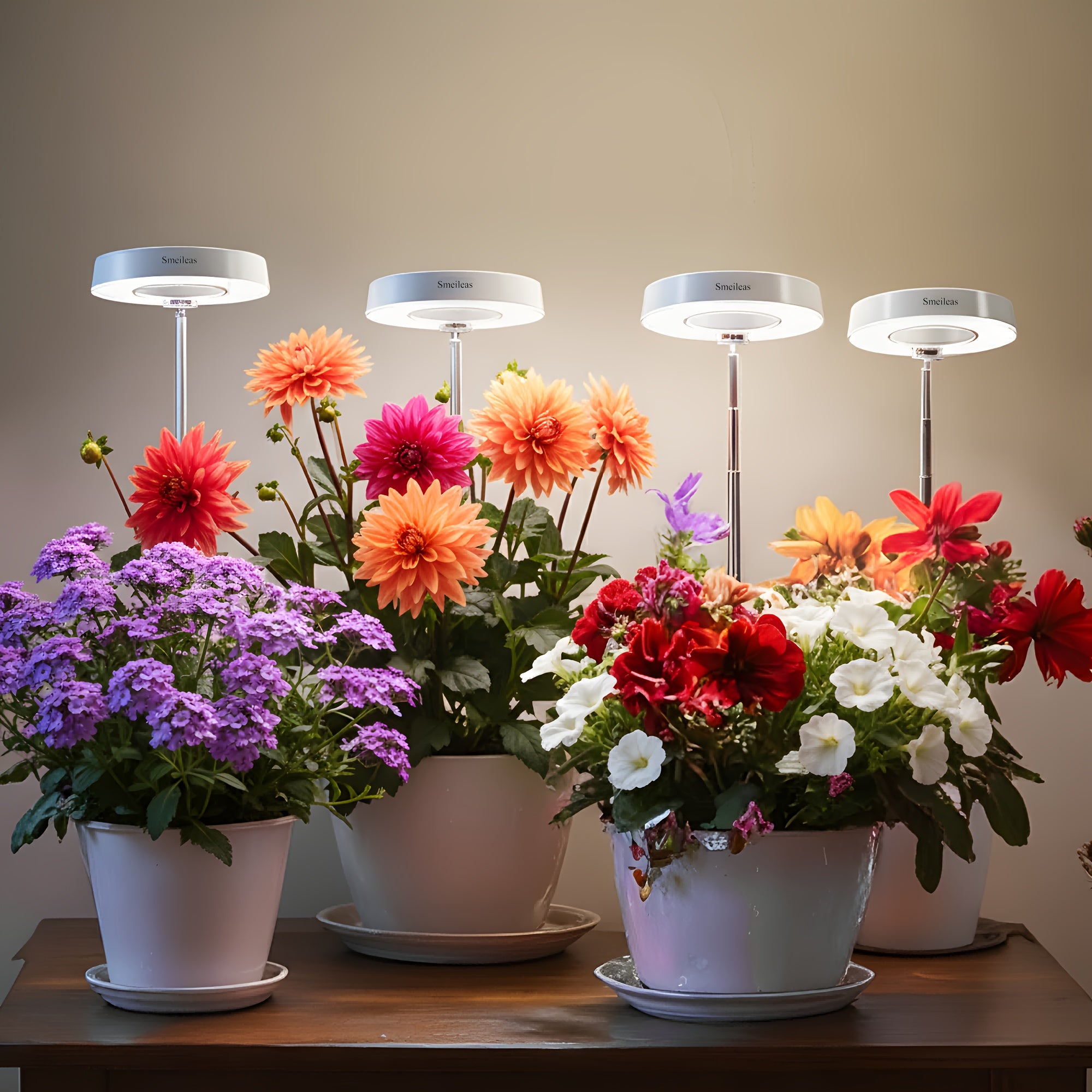4pcs, Smeileas Grow Light With Full Spectrum, Adjustable Height Plant Growth Lamp, 3/6/9H Cycle Timer & 4 Dimmable Levels, Sleek Grow Lamp With 360° Detachable Magnetic Head For Indoor Plants & Seedlings