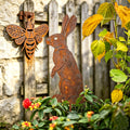 [2.5D] 1pc YOHWOR Rusty Metal Standing Rabbit Garden Stake - Rustic Farmhouse Bunny Silhouette Yard Art, Durable Iron Outdoor Stake for Christmas, Easter, Halloween, Hanukkah, Thanksgiving Decor (No Electricity Needed)
