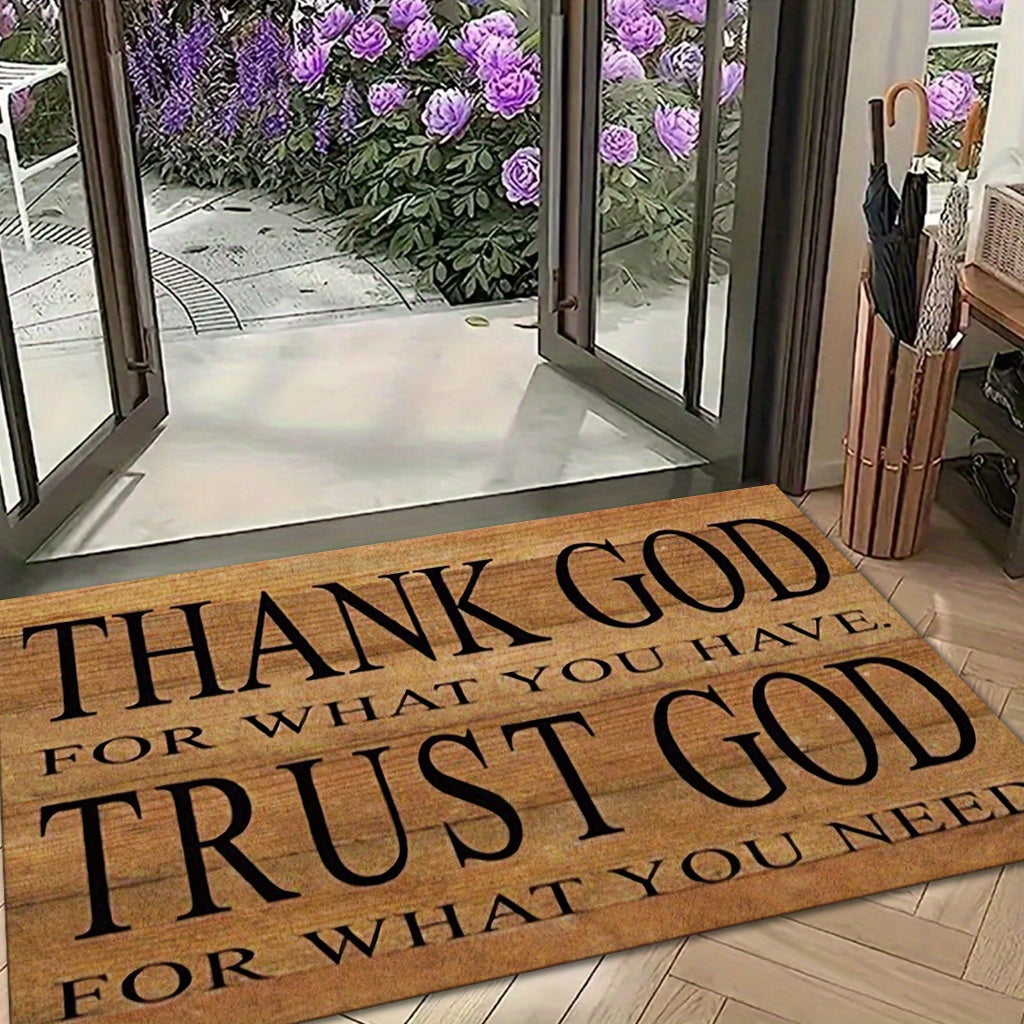 Inspirational Christian Doormat "Grateful for What You Have, Trust in What You Need"- Heavy Duty Polypropylene Indoor, Entrance Mat, Non-Slip Backing, Beige, Brown, Faith-Themed Housewarming Gift, Suitable for Front Door, Porch, Bathroom- Machine Was