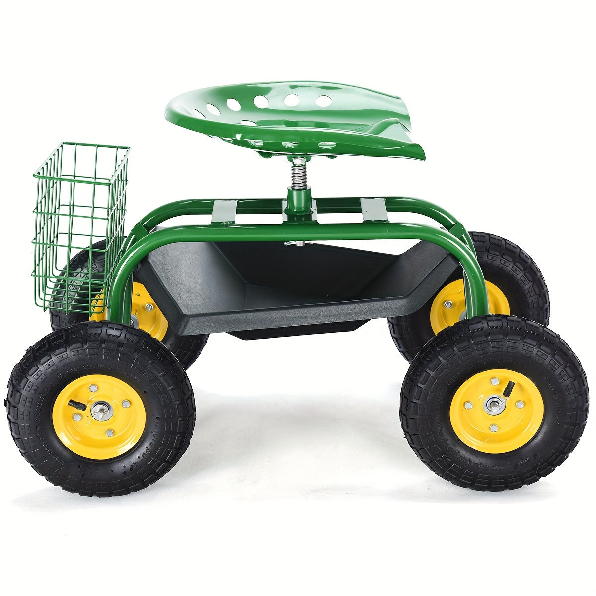 Heavy Duty Garden Cart Rolling Work Seat Gardening Planting W/ Tool Tray