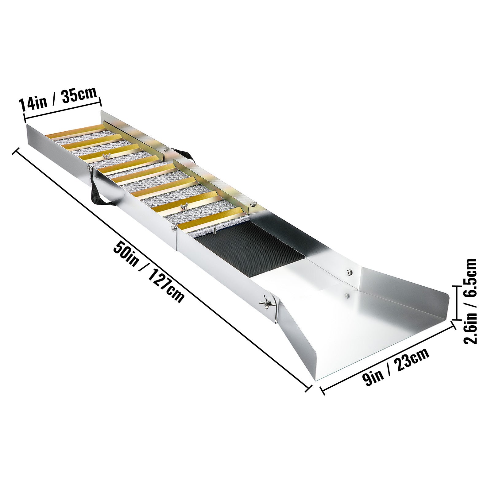 VEVOR Folding Aluminum Alloy Sluice Box, Compact 50" Sluice Boxes for Gold, Lightweight Gold Sluice Equipment, Portable Sluice Boxes with Miner's Moss, River, Creek, Gold Panning, Prospecting, Dredgin