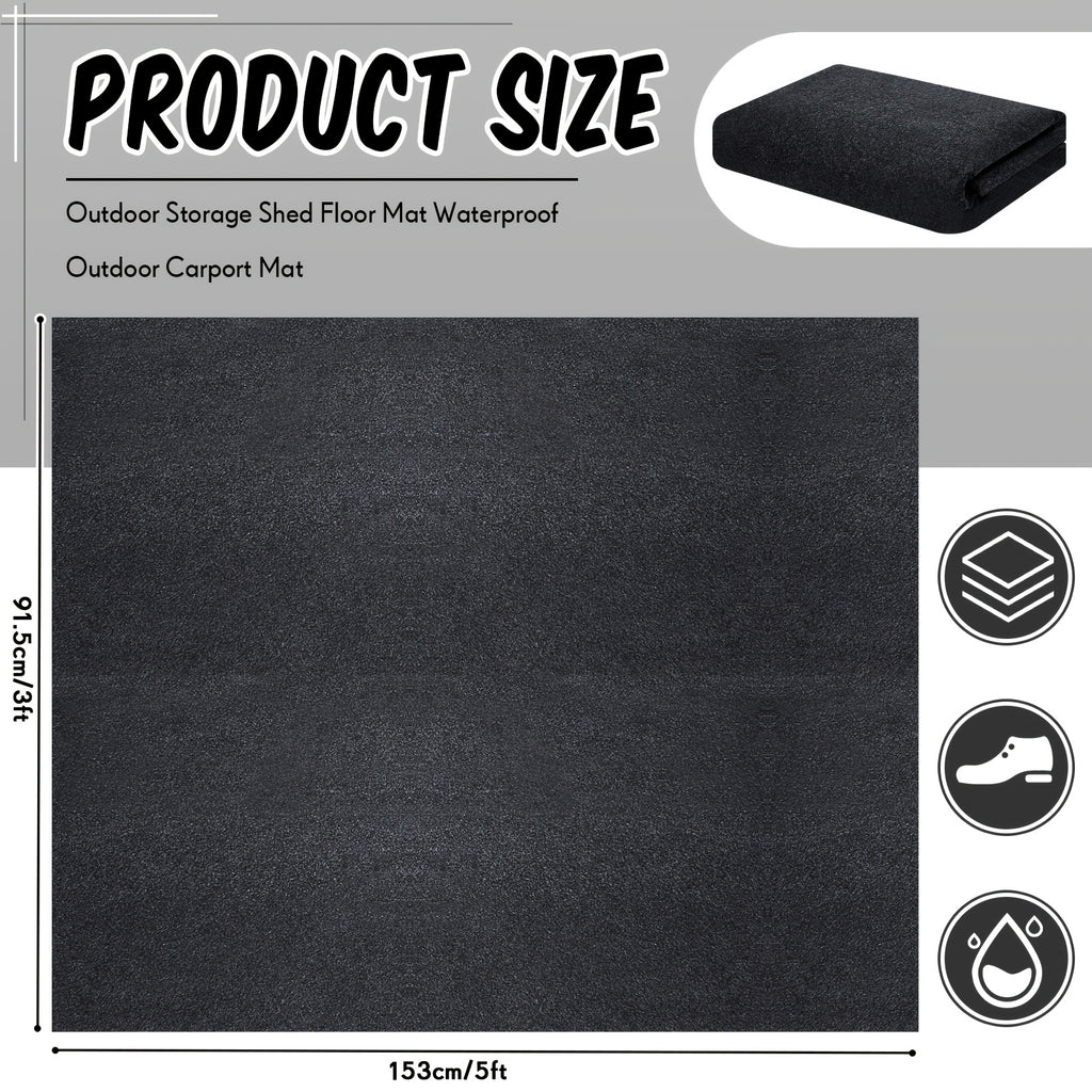 Outdoor Storage Shed Floor Mat Waterproof Outdoor Carport Mat Thickened Soft Patio Furniture Mat Washable with Non Slip Backing, Storage Shed Not Included (5 X 3ft)
