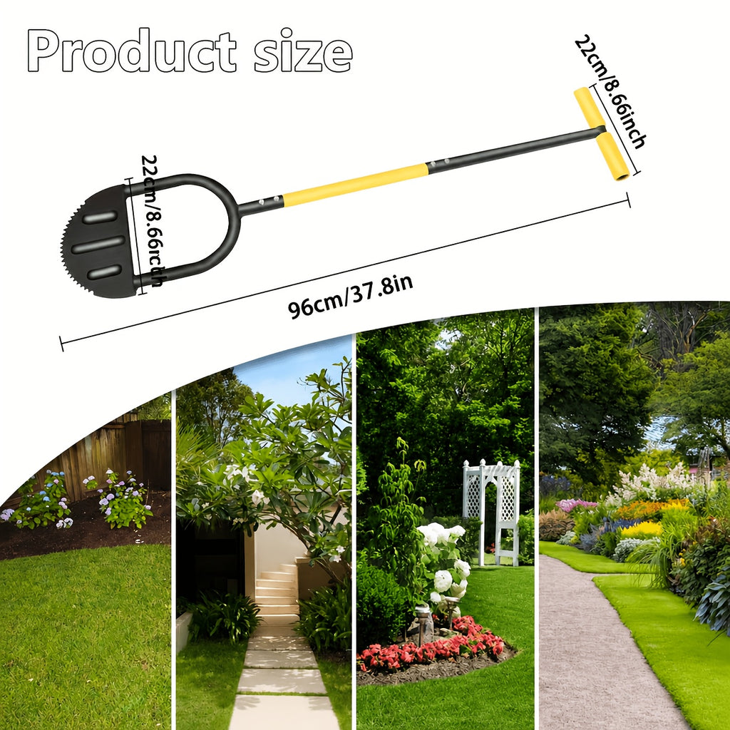 Manual Edge Cutting Shovel with Handle Half- Lawn Edge Cutting Machine Serrated Hand Lawn Edge Cutting Tool Step Edge Cutting Shovel