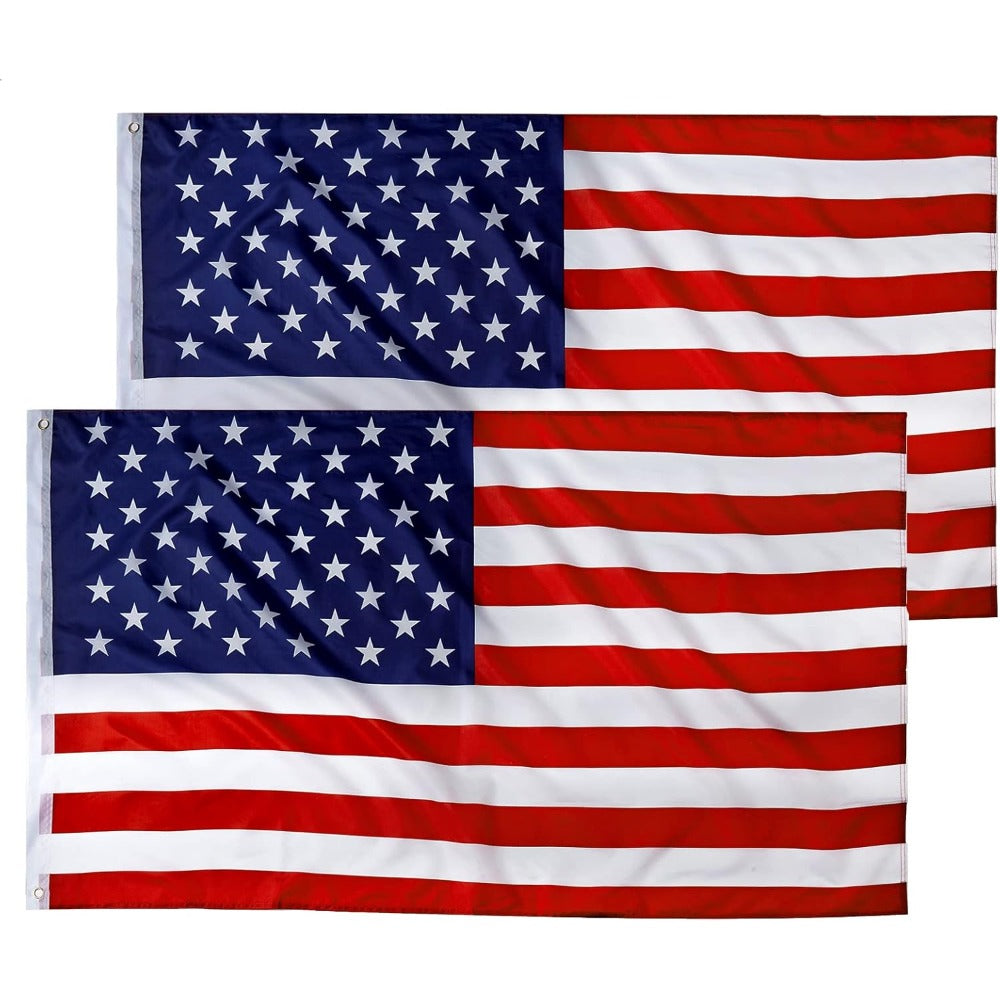 4Packs American US Flag 3x5Ft, Vibrant Color And Fade Resistant US Flags For Outside 3x5 Ft Flags Stitched Long Lasting Polyester With Durable Brass Grommets USA Flag