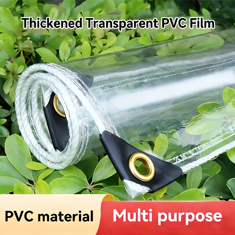 [Windproof Outdoor Tarpaulin] Heavy-Duty Transparent PVC Tarpaulin - Windproof And Dustproof, Tear-Resistant with Golden Reinforced Copper Eyelets - Perfect for Outdoor Use - Ideal for Patios, Chicken Coops, Porch Awnings, Plant Covers, And Camping